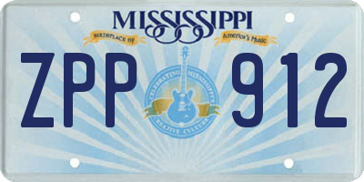 MS license plate ZPP912