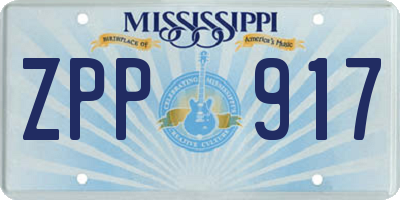 MS license plate ZPP917
