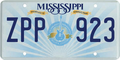 MS license plate ZPP923