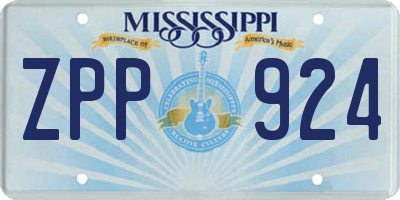 MS license plate ZPP924