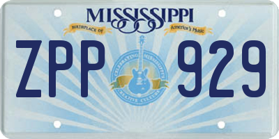 MS license plate ZPP929