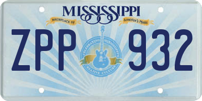 MS license plate ZPP932