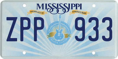 MS license plate ZPP933