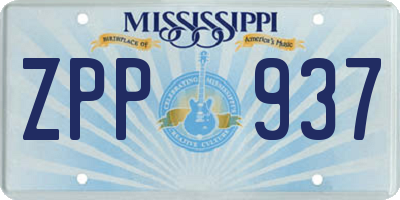 MS license plate ZPP937