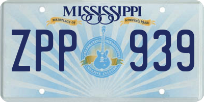 MS license plate ZPP939