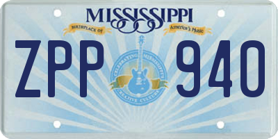 MS license plate ZPP940