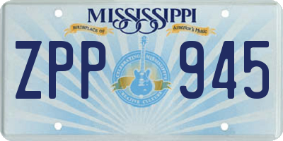 MS license plate ZPP945