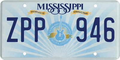 MS license plate ZPP946