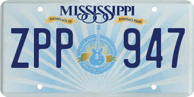 MS license plate ZPP947
