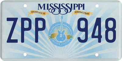 MS license plate ZPP948