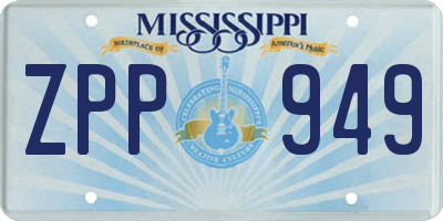 MS license plate ZPP949