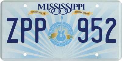 MS license plate ZPP952