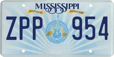MS license plate ZPP954