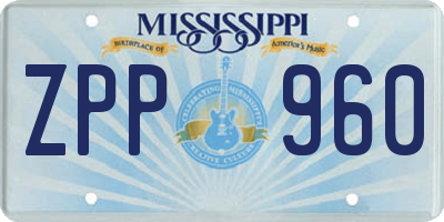 MS license plate ZPP960