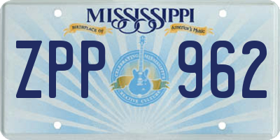 MS license plate ZPP962
