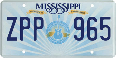 MS license plate ZPP965