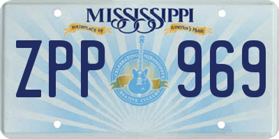 MS license plate ZPP969