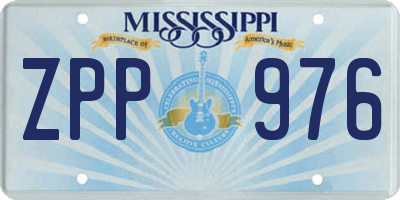 MS license plate ZPP976