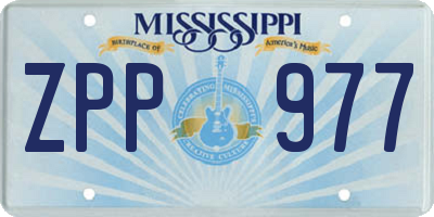 MS license plate ZPP977