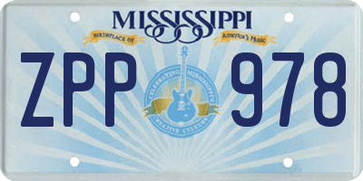 MS license plate ZPP978