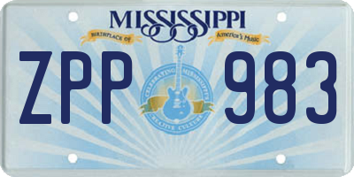 MS license plate ZPP983