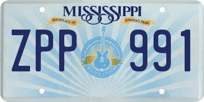 MS license plate ZPP991