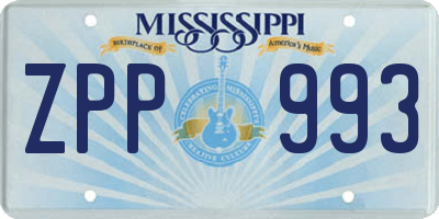 MS license plate ZPP993