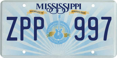 MS license plate ZPP997