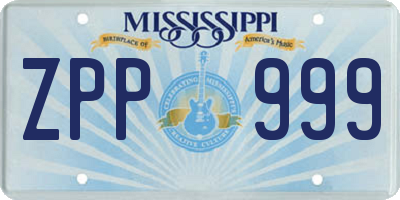MS license plate ZPP999