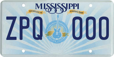 MS license plate ZPQ000