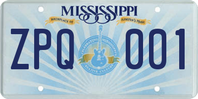 MS license plate ZPQ001