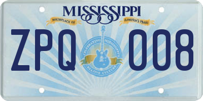 MS license plate ZPQ008