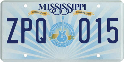 MS license plate ZPQ015