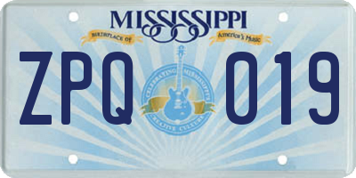 MS license plate ZPQ019
