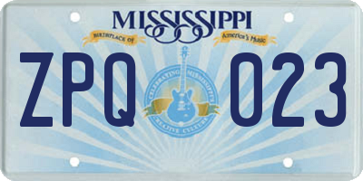 MS license plate ZPQ023