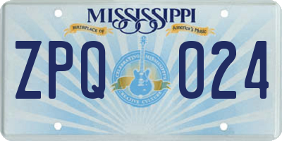 MS license plate ZPQ024