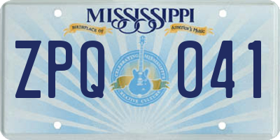 MS license plate ZPQ041