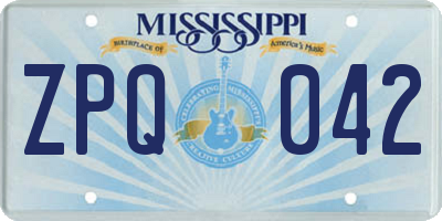 MS license plate ZPQ042