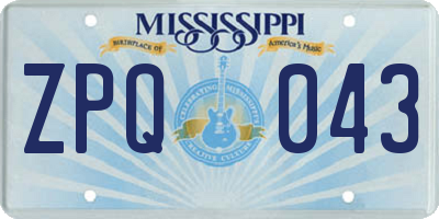 MS license plate ZPQ043