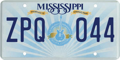 MS license plate ZPQ044