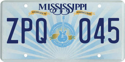 MS license plate ZPQ045