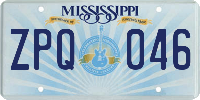 MS license plate ZPQ046