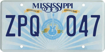 MS license plate ZPQ047