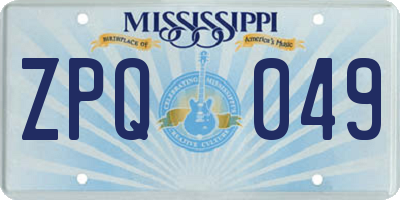 MS license plate ZPQ049