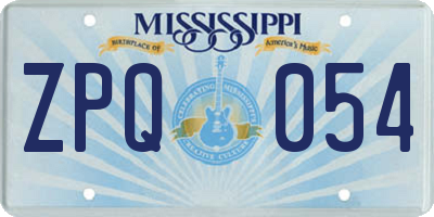 MS license plate ZPQ054