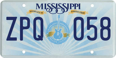 MS license plate ZPQ058
