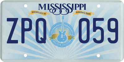 MS license plate ZPQ059