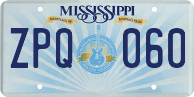 MS license plate ZPQ060