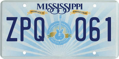 MS license plate ZPQ061