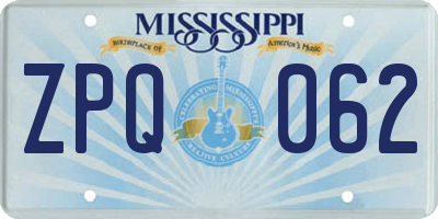 MS license plate ZPQ062